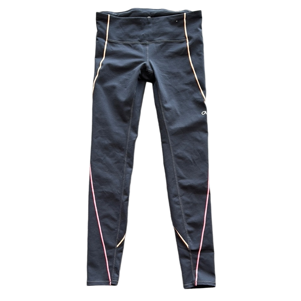 Women's Black Athletic Leggings with Pink Piping